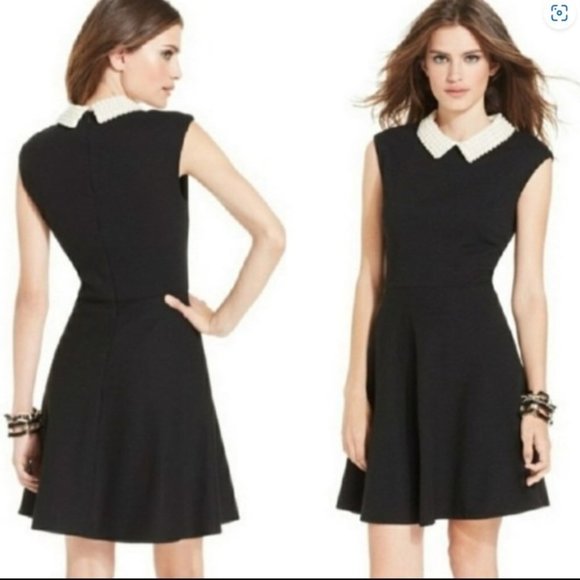 Betsey Johnson Beaded Pearl Peter Pan Collar Dress, sleevelss, size 6 NEW - Picture 1 of 11